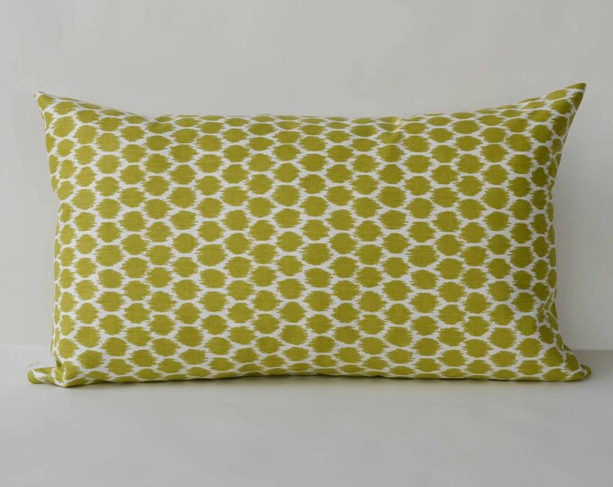 Decorative Pillow 12x20'' Accent Pillow Modern Green Ikat Dot Design