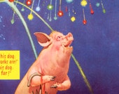 1950s Lawson WOOD PIG and FIREWORKS print ideal for framing