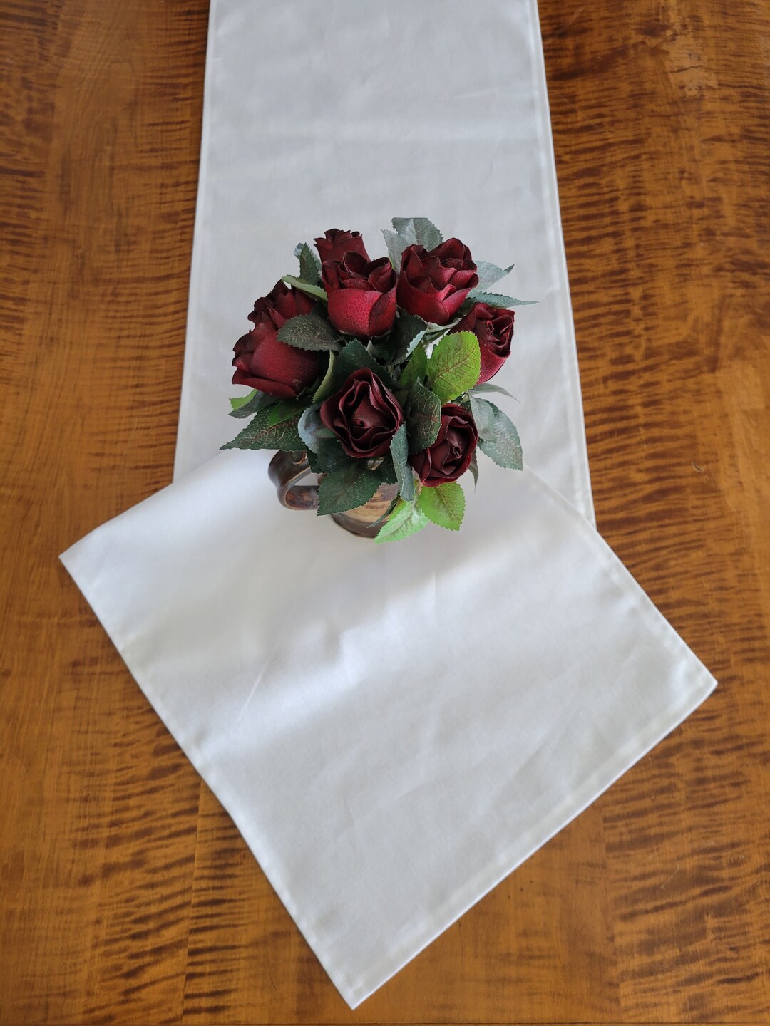 White Cotton Table Runner With Finished Edges Unlined Shabby Etsy