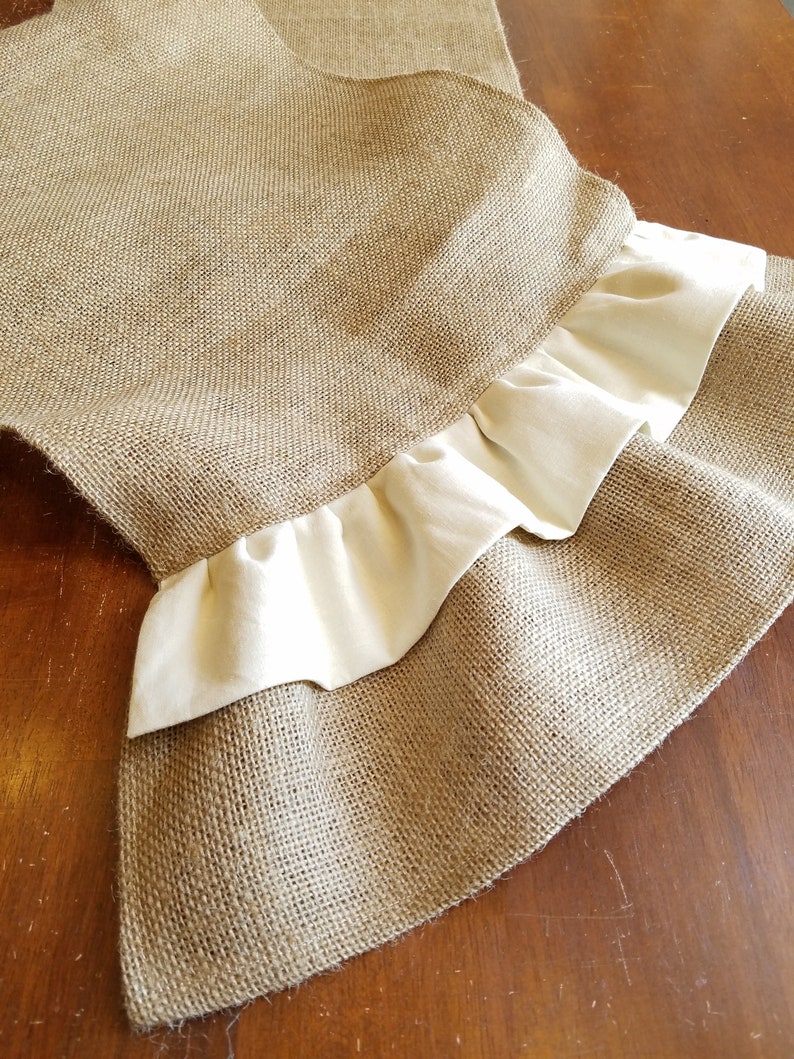 Natural Burlap Table Runner With Ivory Linen & Burlap Ruffles Etsy