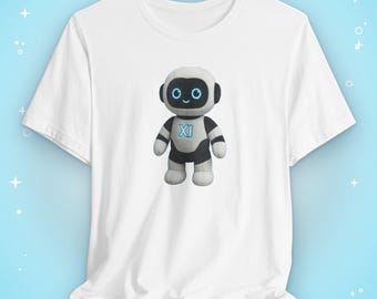 Cute Robot T-Shirt, Plush Robot Mascot Tee, AI Programmer Gift