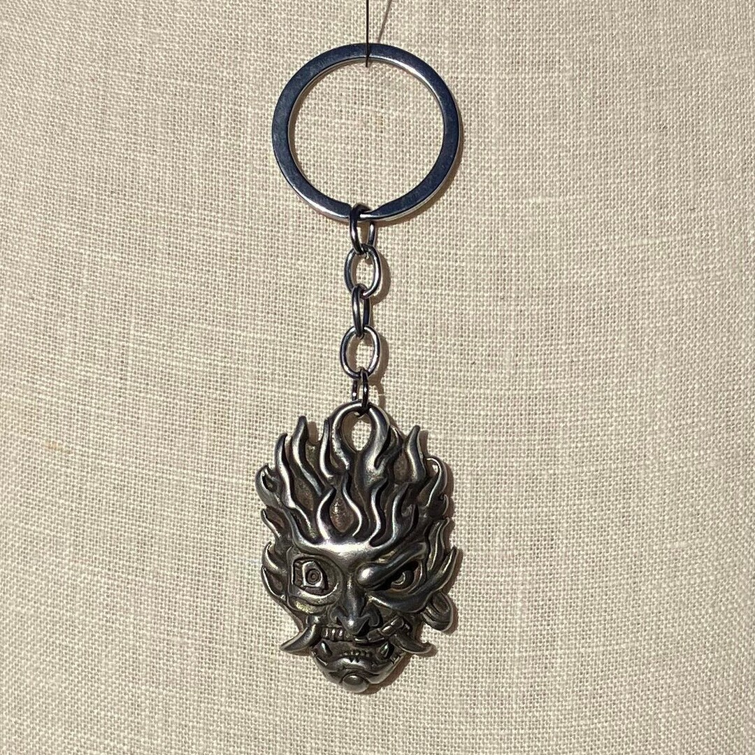 Stainless Steel Cyber Samurai Keychain Etsy
