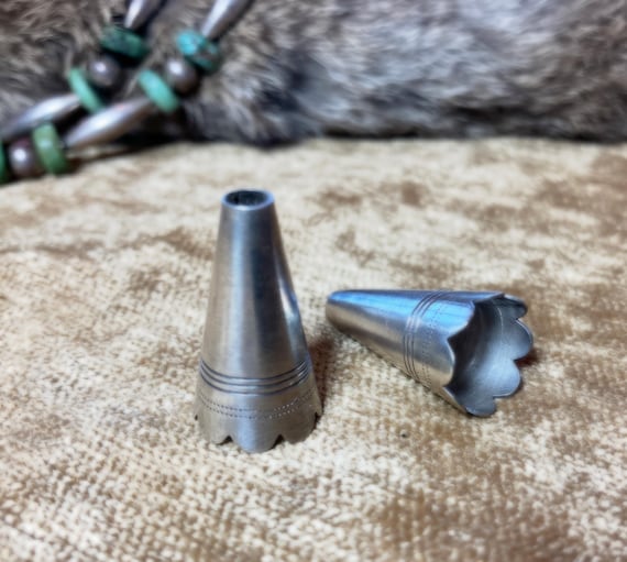 Sterling Silver Engraved Cone/s for Tassels & Crafts – Scalloped Edge
