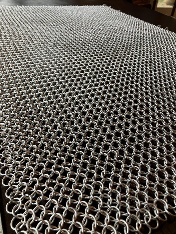 24" x 36" Bright Aluminum Chainmaille Fabric Squares for Armor and Cosplay