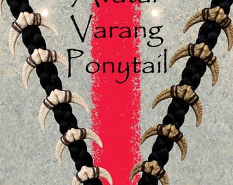 Cola de caballo de hueso trenzado con garra Kuru tribal Varang