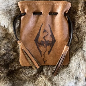 Skyrim inspired Leather Dragon Pouch