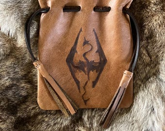 Skyrim inspired Leather Dragon Pouch