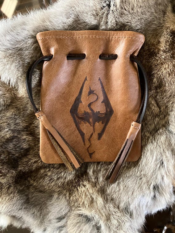 Skyrim inspired Leather Dragon Pouch