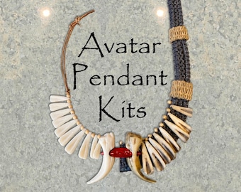 Kit de collar tribal Varang - Imitación: Dientes, garras, joya de obsidiana - Sin pintar o pintada