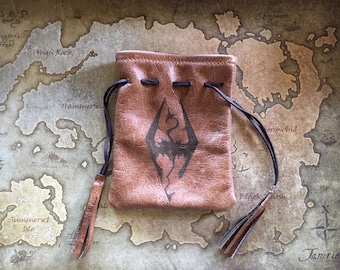 Skyrim inspired Leather Dragon Pouch