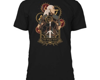 Witcher White Wolf Tarot Card T-shirt