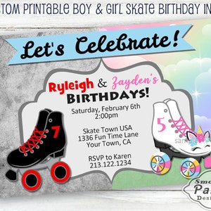 Roller Skate Birthday Party Invitation: Unicorn & Skate Design (Digital Printable)