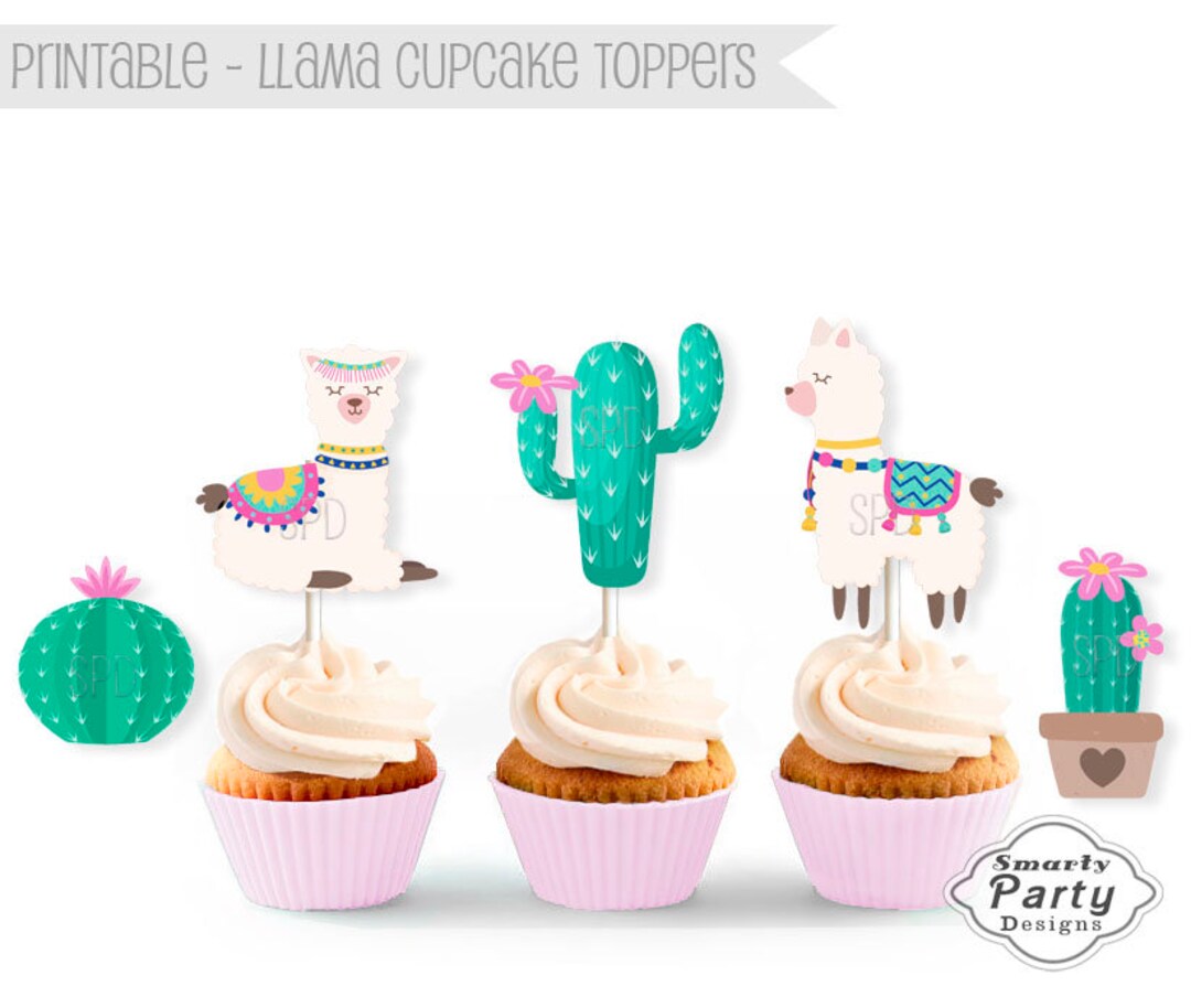 Printable Llama Cupcake Toppers Cactus Cupcake Toppers Cake Topper ...