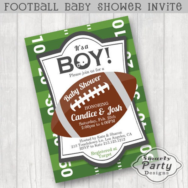 Football Baby Shower Invite Invitation Printable Personalized Customized 5x7 or 4x6