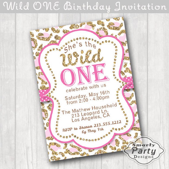 Wild ONE 1st Birthday Invitation Invite Cheetah Leopard Pink | Etsy