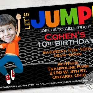 Trampoline Birthday Invitation: Photo Jump Party, Personalized (Printable)