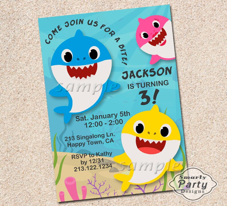 Baby Shark Birthday Invitations Under The Sea Invite Printable Etsy Baby Shark Birthday Invitations Under The Sea Invite Printable Etsy