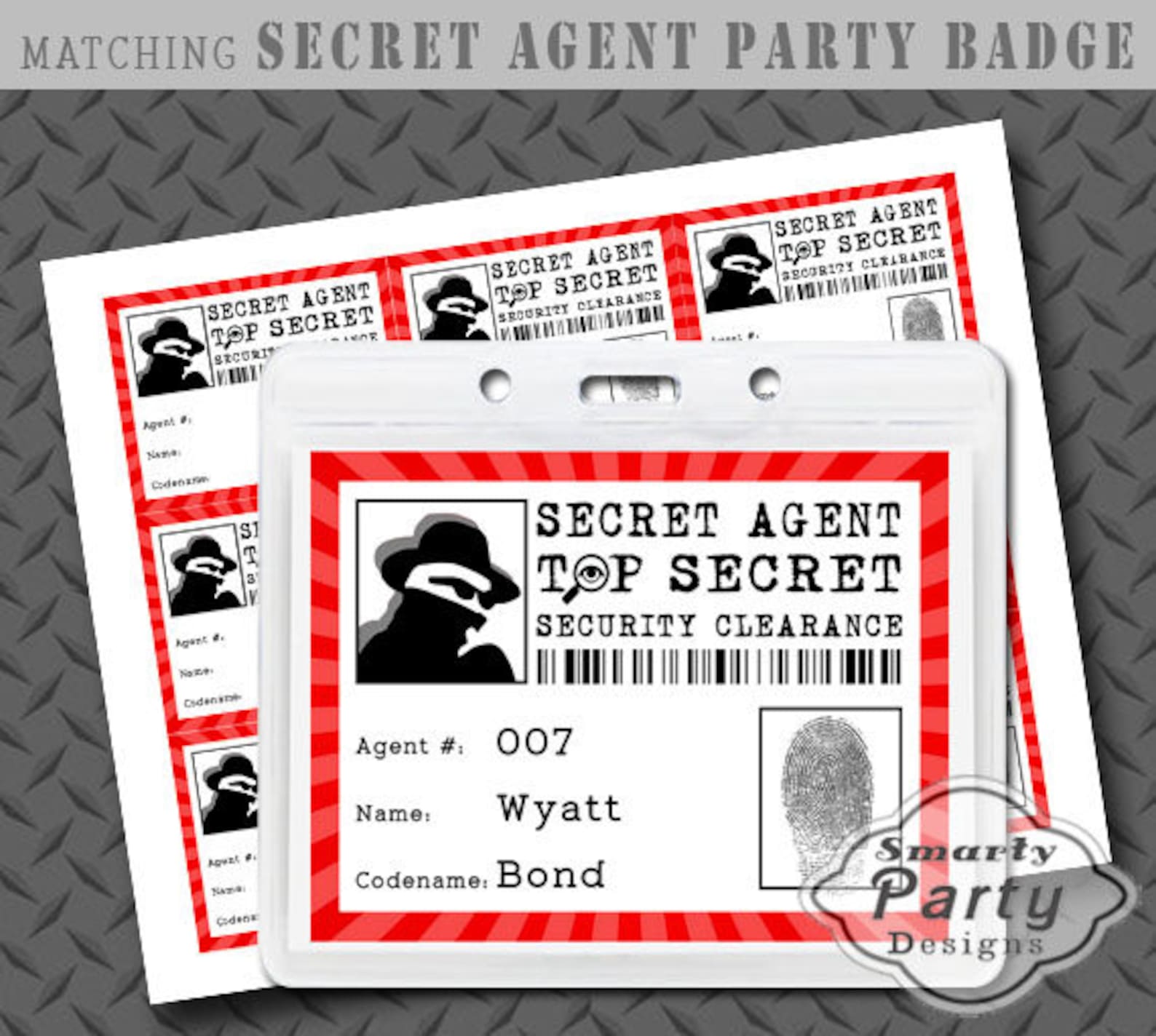 Secret Agent Spy Detective Party Badge Printable Pdf Instant Etsy Australia