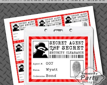 Secret Agent Spy Detective Party Badge Printable PDF - Instant Download