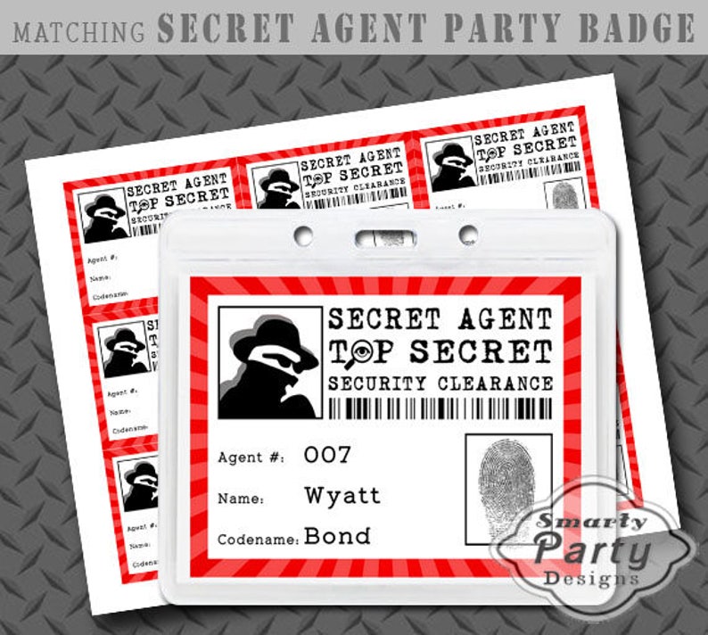 Secret Agent Spy Detective Party Badge Printable PDF Instant Etsy 