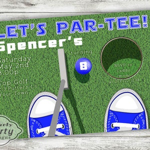 Golf Birthday Party Invite Invitation - Blue Mini Golf Par-Tee Invite - Digital Printable Personalized Customized 5x7 or 4x6