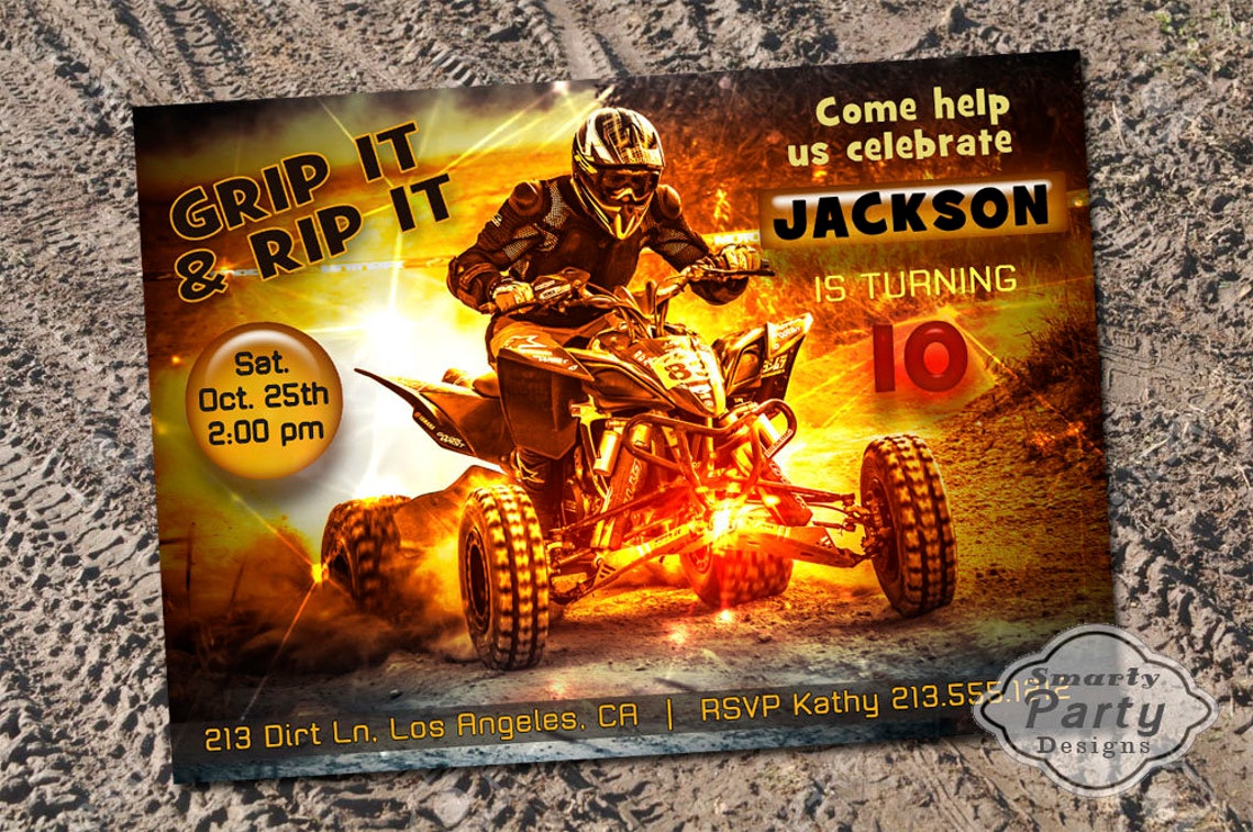 Quad Bike Birthday Party Invite ATV Boy Invite Invitation Etsy