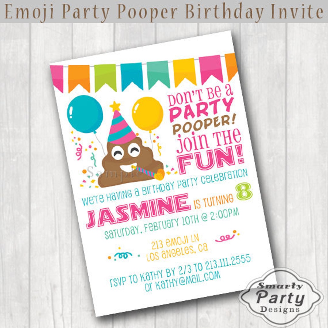 Poop Emoji Birthday Party Invitation: Personalized Digital Invite (5x7 ...