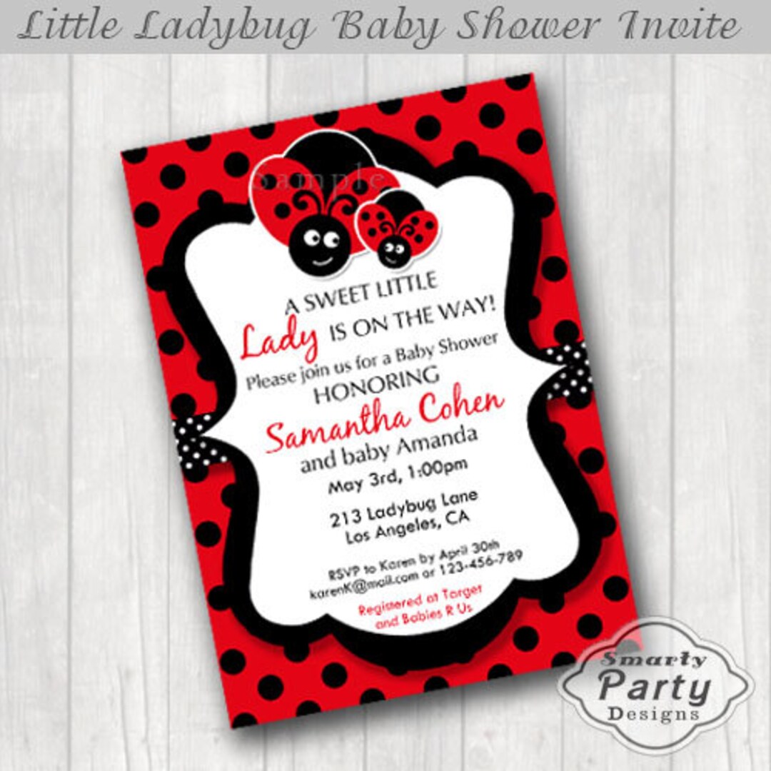 Ladybug Baby Shower Invitations Invite Printable Personalized - Etsy