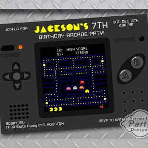 Arcade Birthday Party Invitation: Pac Man Inspired (Digital Printable)