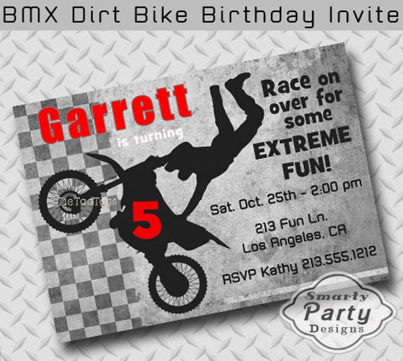 Invitation D Anniversaire De Velo De Salete De Bmx Boy Etsy