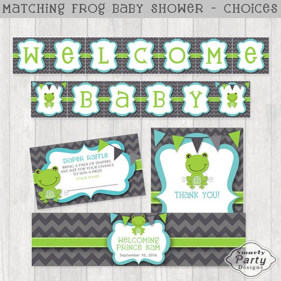 Matching Frog Baby Shower Thank You Card Note Diaper Raffle | Etsy