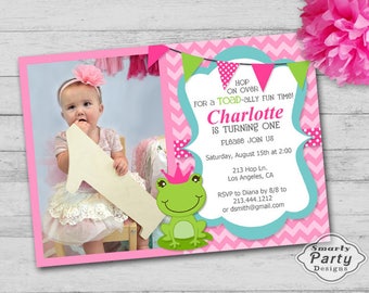 Frog Princess Invitations Invite Printable Photo Personalized Girl Toadally Customized 5x7 or 4x6