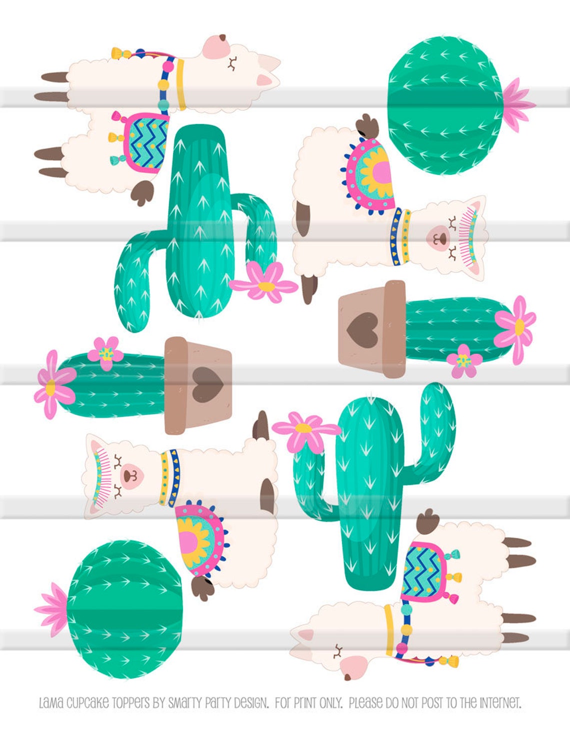 Printable Llama Cupcake Toppers Cactus Cupcake Toppers | Etsy
