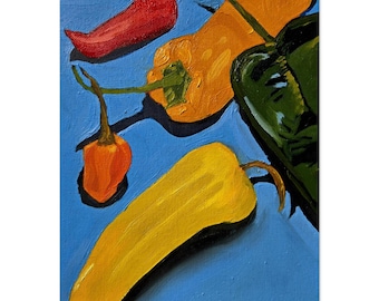 Lámina decorativa "Sombras de pimienta": Arte colorido para la pared de la cocina (Reproducción artística)