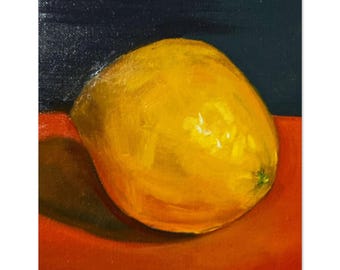 Limón: Impresión artística de pintura al óleo - Reproducción moderna de pintura al óleo de frutas, decoración contemporánea para la pared de la cocina, arte cítrico vibrante.