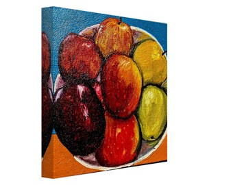 Dem Apples: Impresión en lienzo de pintura al óleo, arte de pared colorido para la cocina, obra de arte de frutero para el comedor.