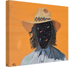 Vaquero Cósmico: Impresión en lienzo de pintura al óleo