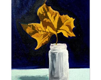 Caído: Impresión artística de pintura al óleo / Arte minimalista en tonos azules melancólicos