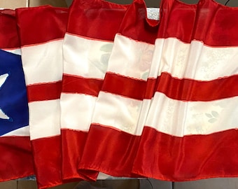 Hand dyed Crepe de Chine Silk Puerto Rican flag scarf
