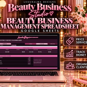 Beauty Business Google Sheets Template | Pricing, Income, Inventory & Client Tracker