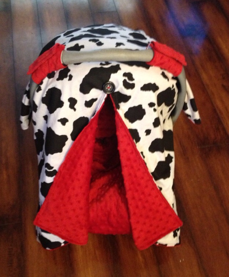 Cow Print and Red Minky Car Seat Canopy Etsy