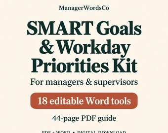 SMART Goals & Priorities Kit for Managers: 18 Editable Word Tools and PDF Guide