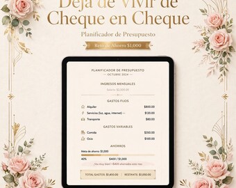 Deja de Vivir de Cheque en Cheque Planificador de Presupuesto en Español con Reto de Ahorro
