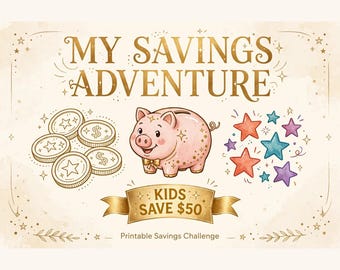 Kids Savings Challenge Printable, Color in Coin Savings Tracker, Children's Money Saving Chart, Kids Financial Learning Activity