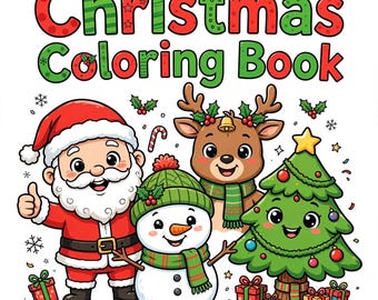 Kerstkleurboek met 20 pagina's, printbare en interactieve digitale kleurplaten, kerstactiviteiten voor kinderen, kleurplaten voor de feestdagen