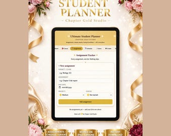 Student Planner Digital | Ultimate College Assignment Tracker | Academic Planner with Class Schedule Exams Grades Budget Health