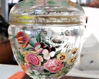 Jarrón con tapa de Alexander Pfhol Junior - Flores grabadas y pintadas con esmalte