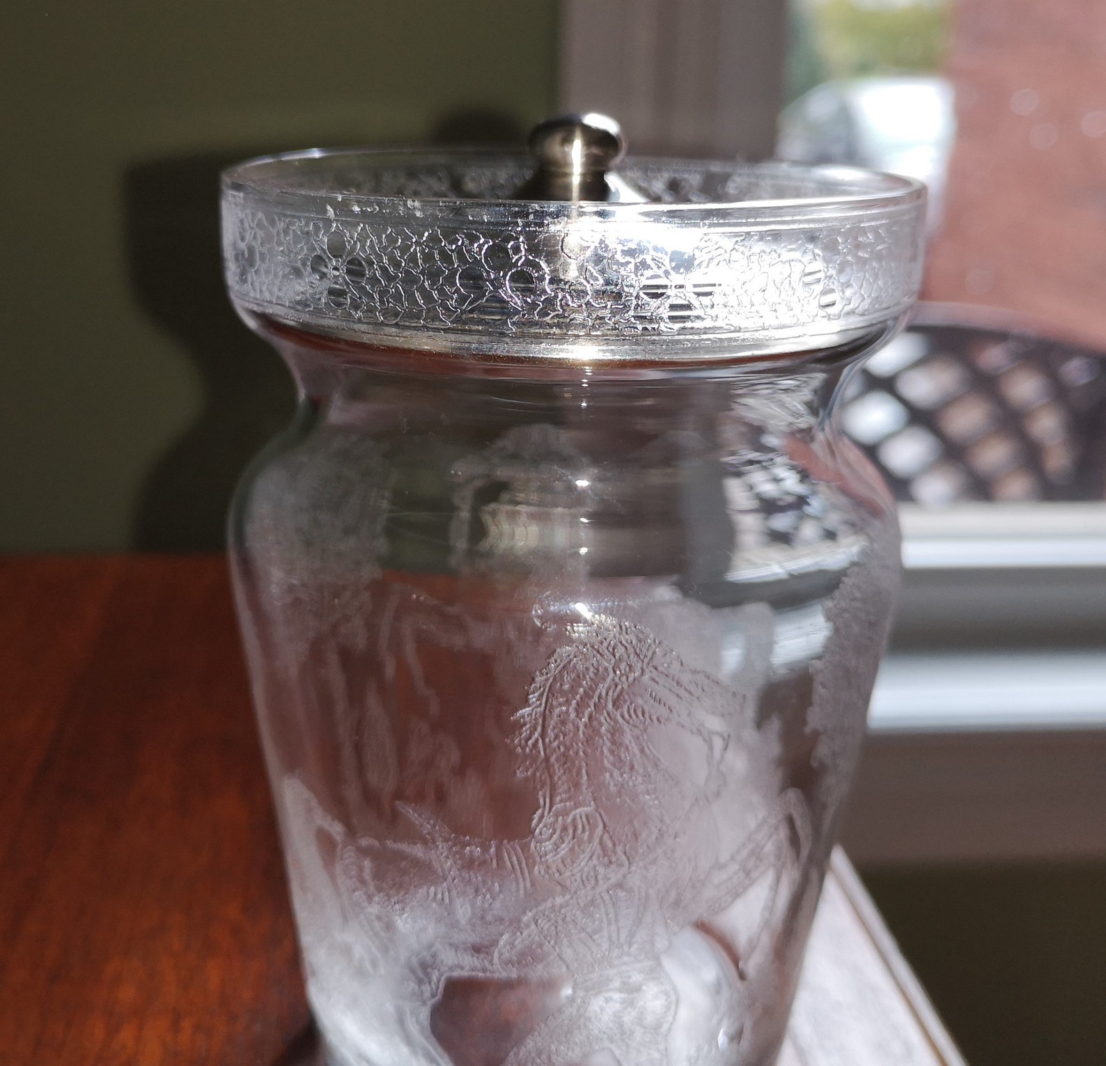 Cambridge Glass No. 152 Marmalade Jar with Rearing Horse Etsy