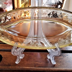 Relish Dish Heisey | Sahara Yellow Glass | Empress Floral Etch | Collector Display Piece