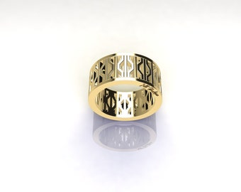 New York City Gold Ring Band Subway grates, NYC Wedding jewelry, Manhattan wedding ring gift, Manhattan Silver jewelry, Original design